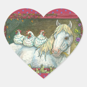 POULET DANS LA STABLE, ÉTIQUETTES CHEVAUX Feuille 
