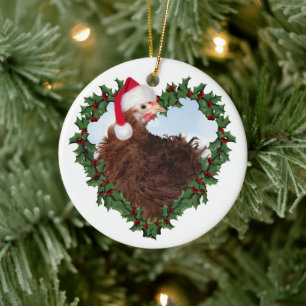 Poulet de Noël * Poulet Frizzle Ornement en Cérami
