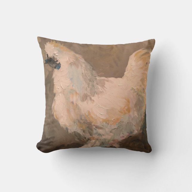 Poulet de Silkie peinture de 16 x 16 coussins par (Recto)