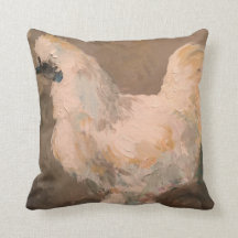 Poulet de Silkie peinture de 16 x 16 coussins par