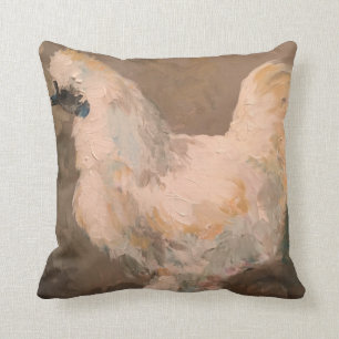 Poulet de Silkie peinture de 16 x 16 coussins par