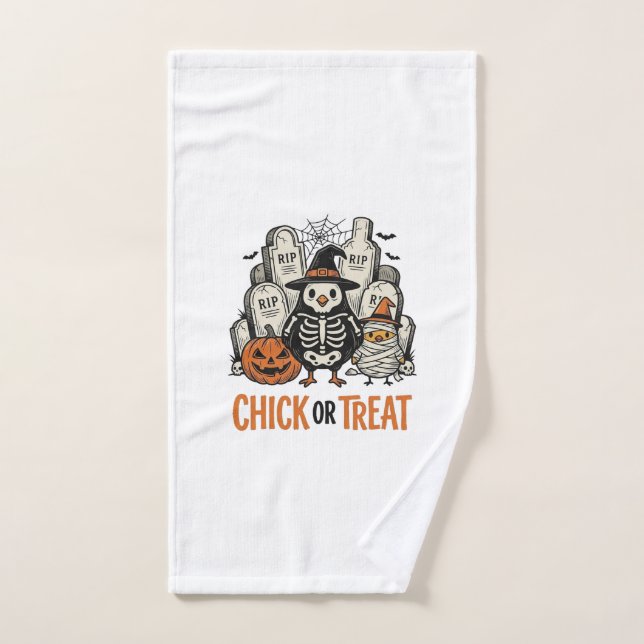 Poulet drôle ou traiter Graphique de poulet Hallow (Serviette à main)