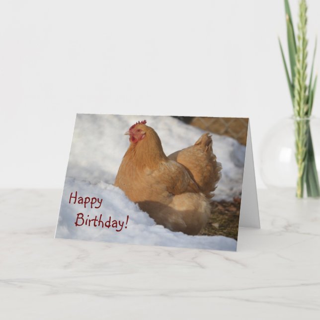 Poulet En Neige Carte Anniversaire (Devant)