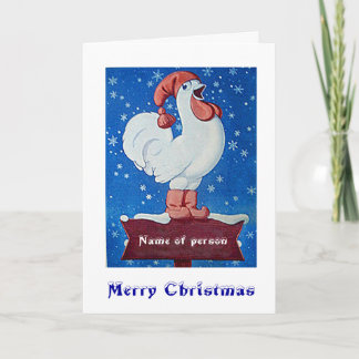 Poulet en rouge casquette chantant dans la carte d