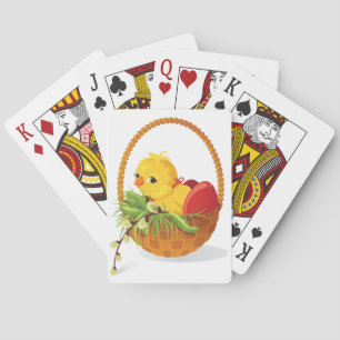 Poulet et oeufs dans des cartes de jeu de panier