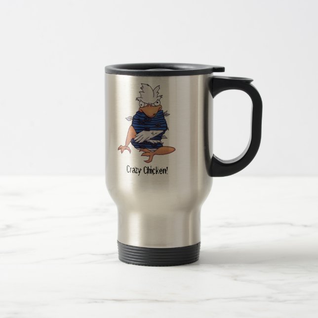 Poulet fou ! Tasse de voyage (Droit)
