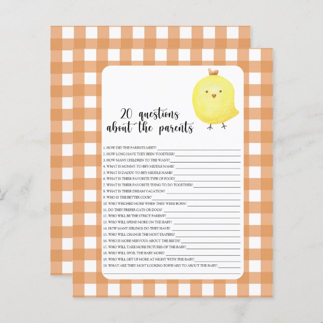 Poulet - jeux - 20 questions sur les parents (Devant / Derrière)