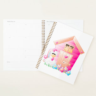 Poulet Rose Coop Et Fleurs Spiral Planner