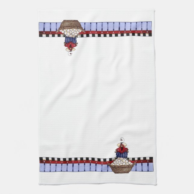 Poulet sur panier - Serviette de cuisine (Vertical)