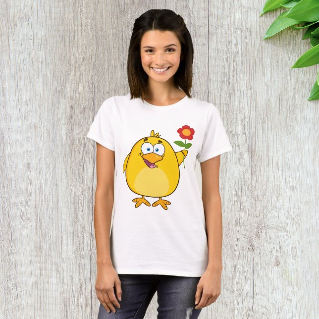 Poulet Tenant Un T-shirt Fleur Femme (Créateur téléchargé)