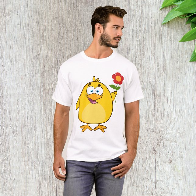 Poulet Tenant Un T-shirt Fleur Mens (Créateur téléchargé)