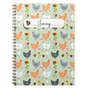Poulets dans les fleurs Carnet personnalisé