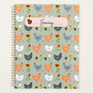 Poulets dans les fleurs Planificateur personnalisé