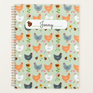 Poulets dans les fleurs Planificateur personnalisé