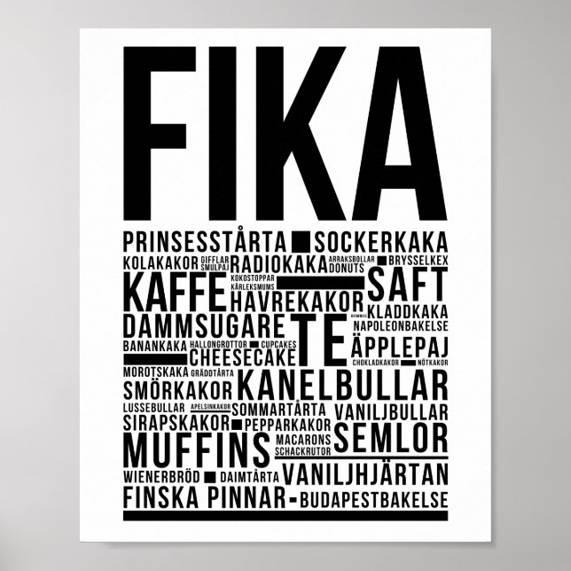 Poulets de café sucré Fika Poster de typographie (Devant)