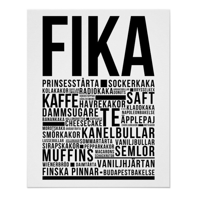 Poulets de café sucré Fika Poster de typographie (Devant)