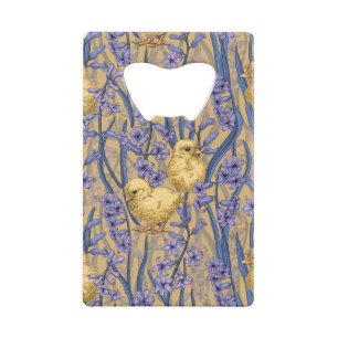 Poulets et hyacinthes jaunes