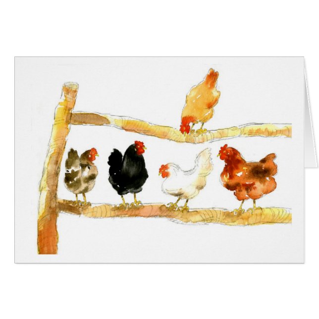 Poulets sur une barrière (Devant horizontal)