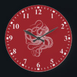 poulpe blanche sur une grande horloge rouge foncé<br><div class="desc">poulpe blanche sur un arrière - plan rouge foncé. Design simple et élégant. Correspondance de chiffres blancs.</div>