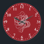 poulpe blanche sur une grande horloge rouge foncé<br><div class="desc">poulpe blanche sur un arrière - plan rouge foncé. Design simple et élégant. Correspondance de chiffres blancs.</div>
