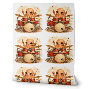 Poulpe Mignon Papier Peint Motif Tambour Enfants