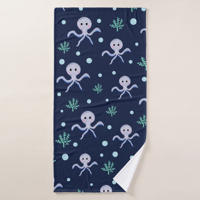 Poulpe sous la mer motif pour enfants (Serviette de bain)