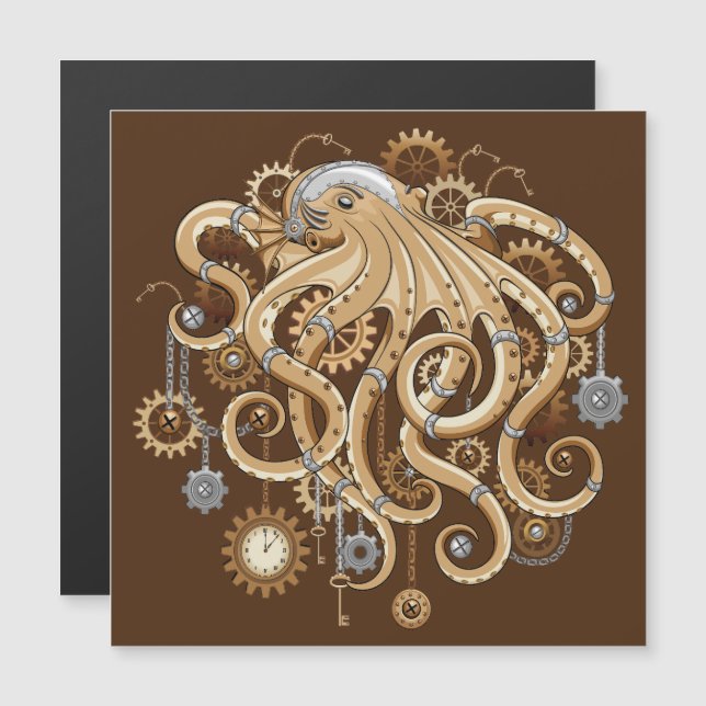 Poulpe Steampunk Rétro Fantastique Mécanique (Devant / Derrière)