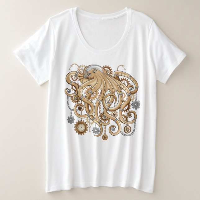 Poulpe Steampunk Rétro Fantastique Mécanique (Design devant)