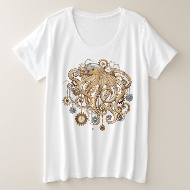 Poulpe Steampunk Rétro Fantastique Mécanique (Design devant)