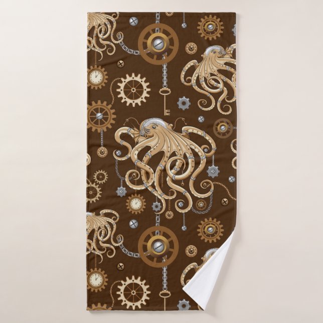 Poulpe Steampunk Rétro Fantastique Mécanique (Serviette de bain)