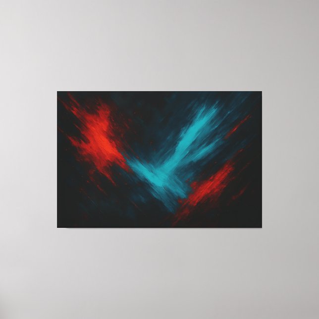 Pouls Urbain – Toile abstraite rouge et turquoise (Recto)