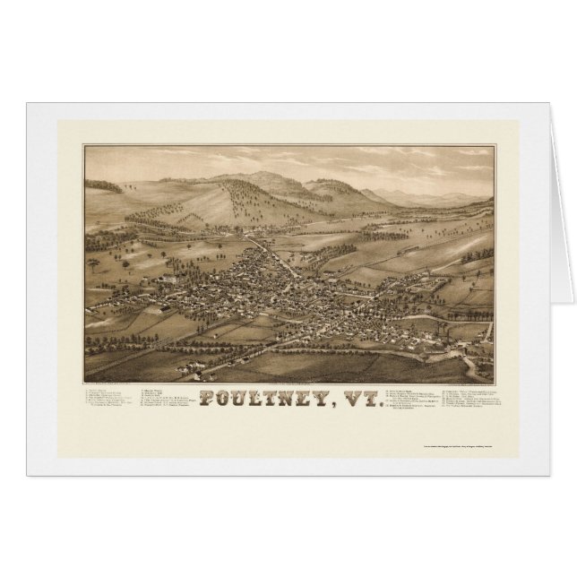 Poultney, carte panoramique de VT - 1886 (Devant horizontal)