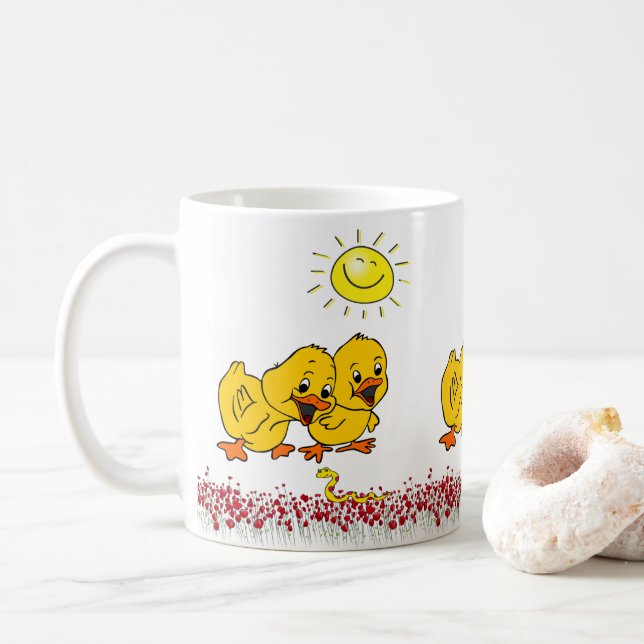 Poumon jaune Floral ver soleil Mug (Avec donut)