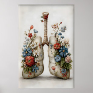 Poumons Humains Fantaisistes Impression de Fleurs,