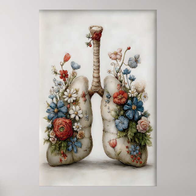 Poumons Humains Fantaisistes Impression de Fleurs, (Devant)