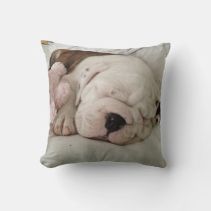 Poupée de bulldog couché lancer oreiller