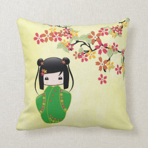 Poupée de Sakura Kokeshi, coussin
