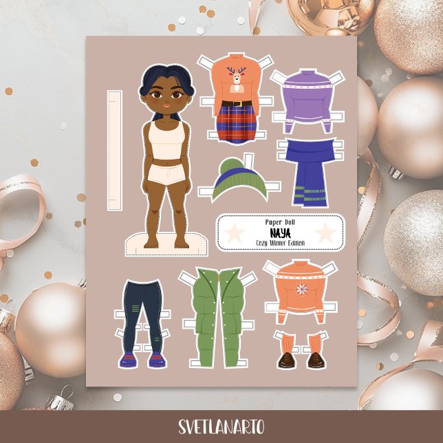 Poupée en papier de Noël Fille indienne Tenues d'h (Créateur téléchargé)