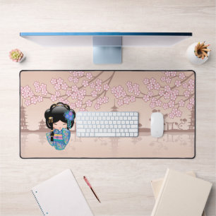 Poupée Keiko Kokeshi - Blue Kimono Geisha Girl