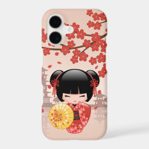 Poupée Kokeshi Sakura Rouge - Geisha Japonaise