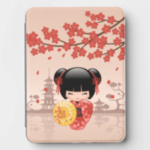 Poupée Kokeshi Sakura Rouge Geisha Japonaise