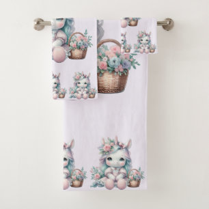 Poupée Licorne Kawaii Pastel avec Panier de Fleurs