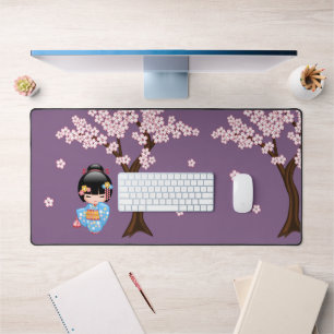 Poupée Maiko Kokeshi - Blue Kimono Geisha Girl