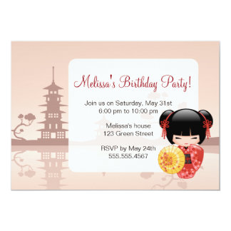carte invitation kokeshi
