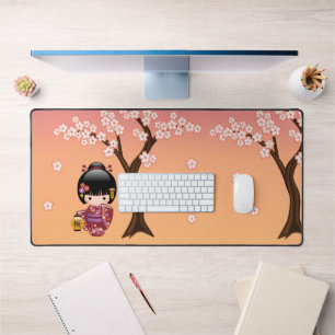 Poupée Sakura Kokeshi - Geisha Girl on Peach