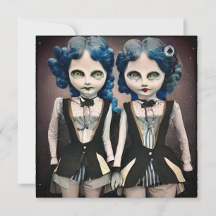 Poupées à cheveux bleus jumelles