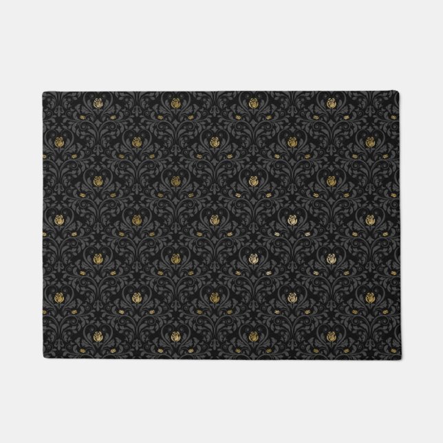 Pouponnière gothique Rose noir Damask Tapis (Devant)