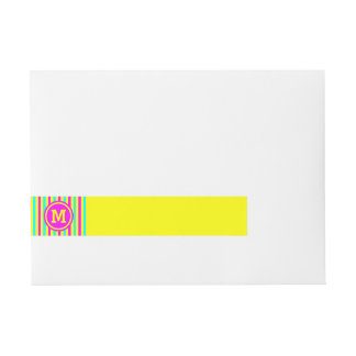 Pour Adresse Monogramme jaune à bande multicolore