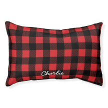 Buffle personnalisé Chèque Rouge Plaid Chien Lit