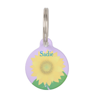 Pour Animaux Nom personnalisé, Médaillon rond chien tournesol
